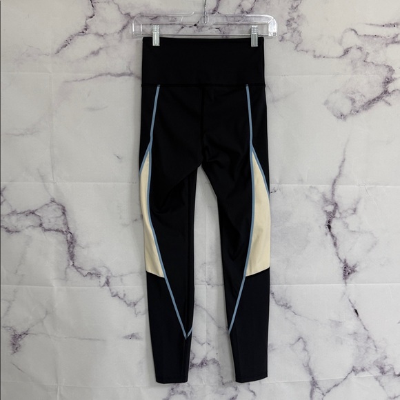 P.E. NATION Black Leggings Cream Blue Accents Size Small - Picture 6 of 10